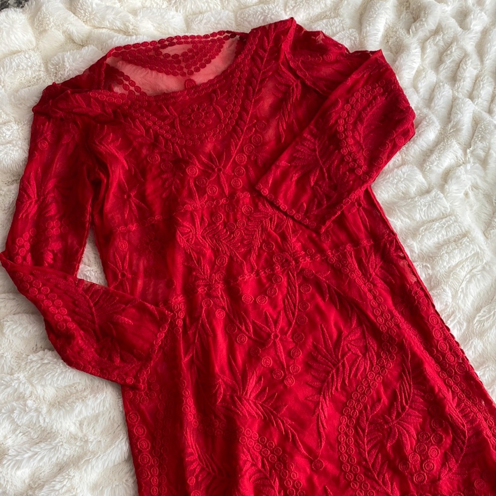 Red long sleeve dress